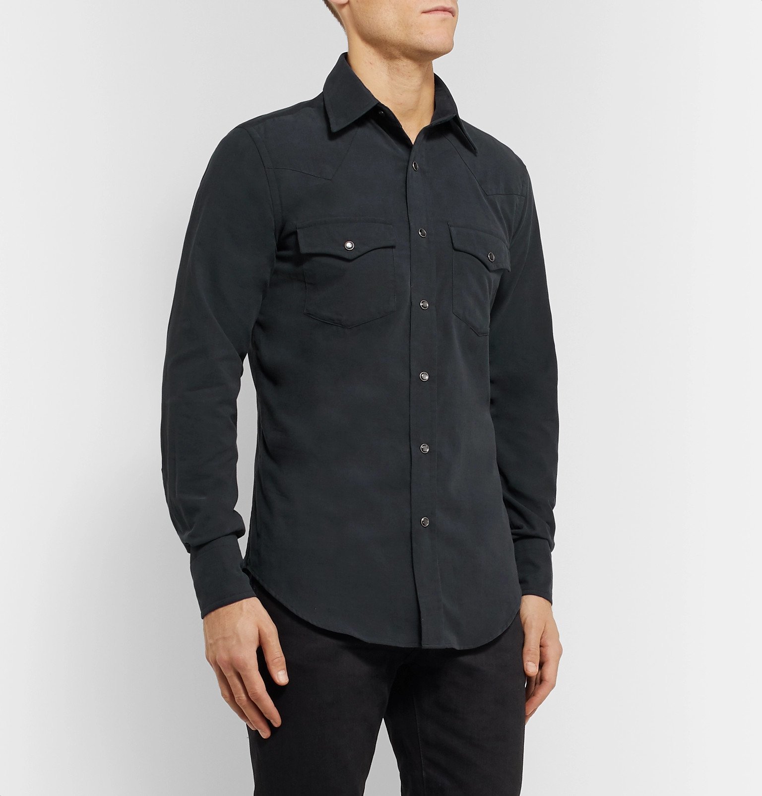 TOM FORD - Slim-Fit Cotton-Corduroy Shirt - Blue TOM FORD