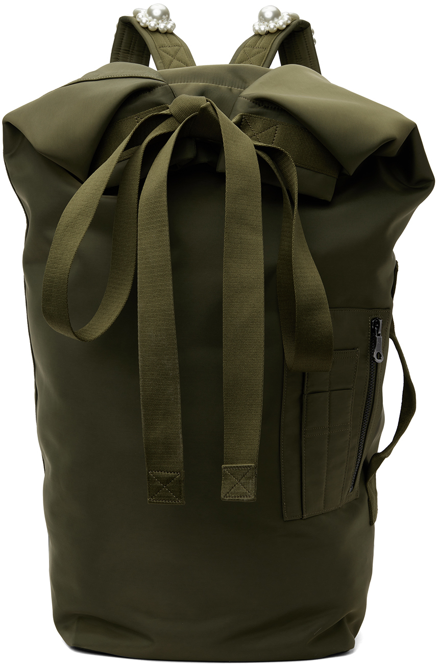 Simone Rocha Khaki Large Bow Tie Backpack Simone Rocha