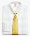 Brooks Brothers Men's Stretch Madison Relaxed-Fit Dress Shirt, Non-Iron Poplin Button-Down Collar Double-Grid Check | Yellow