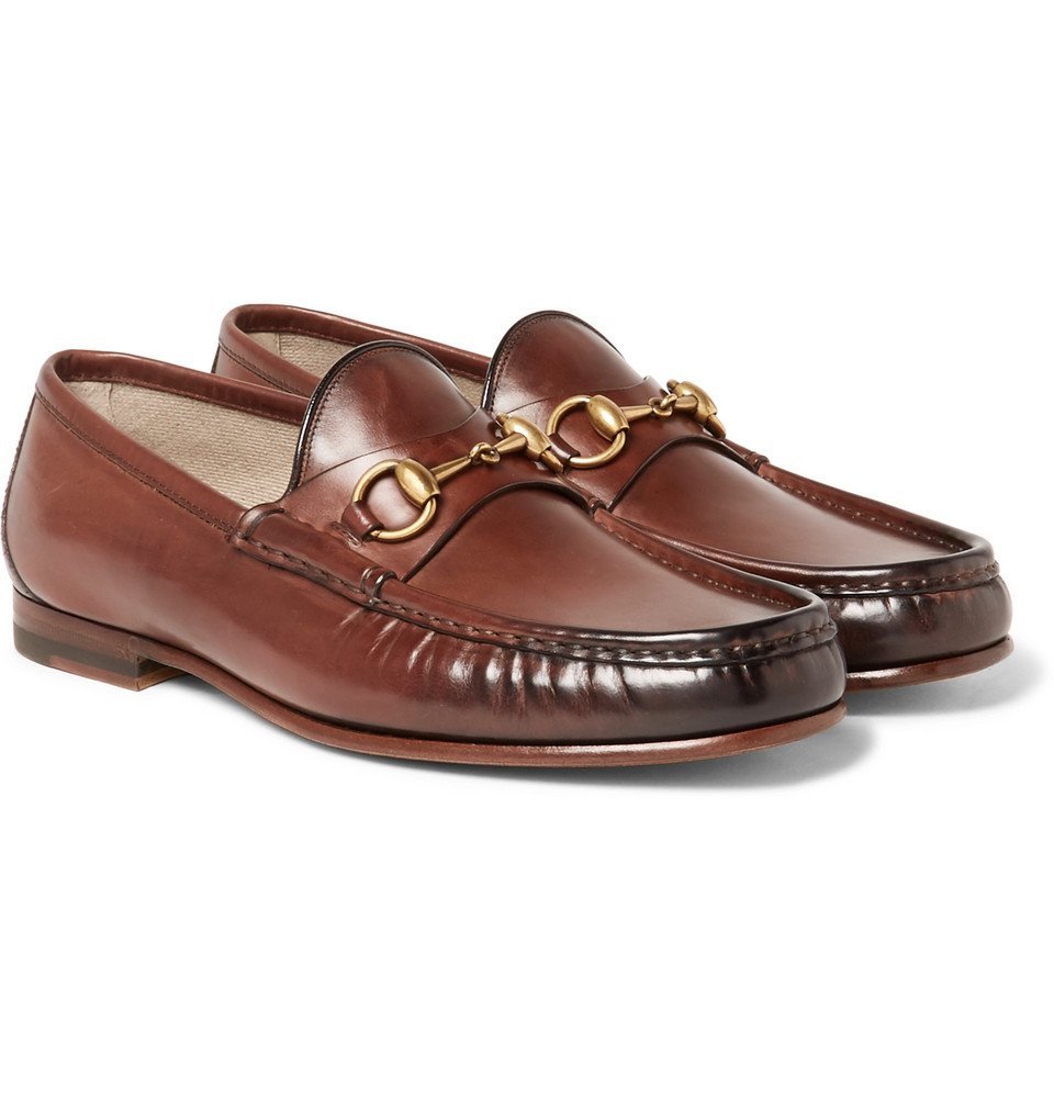 Roos Horsebit Burnished-Leather Loafers 