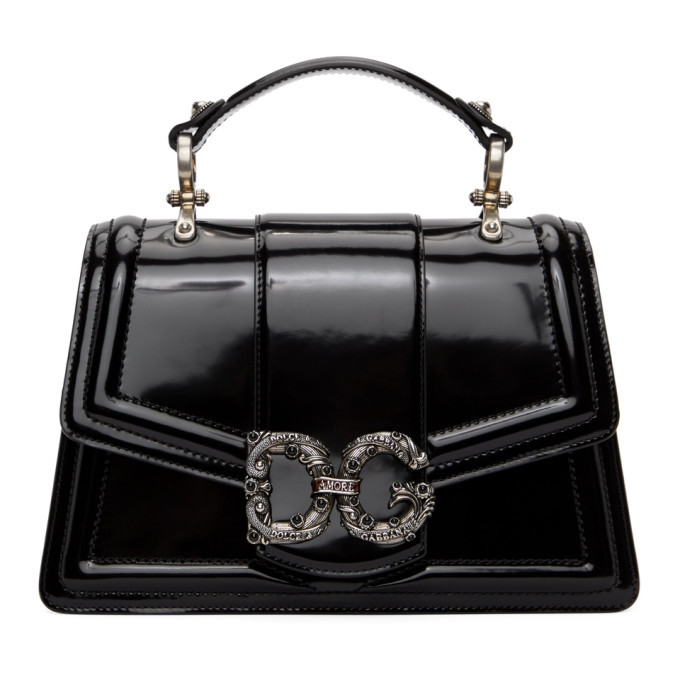 Dolce and Gabbana Black Patent DG Amore Bag Dolce & Gabbana