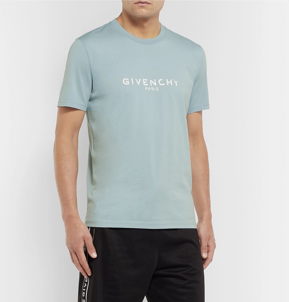 Givenchy - Logo-Print Cotton-Jersey T-Shirt - Light blue Givenchy