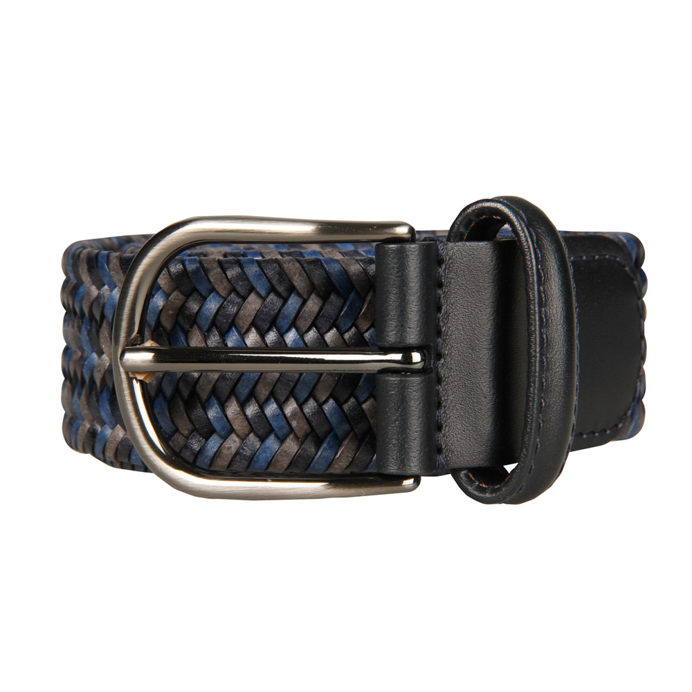 Elasticated Leather Belt - Blue Anderson's