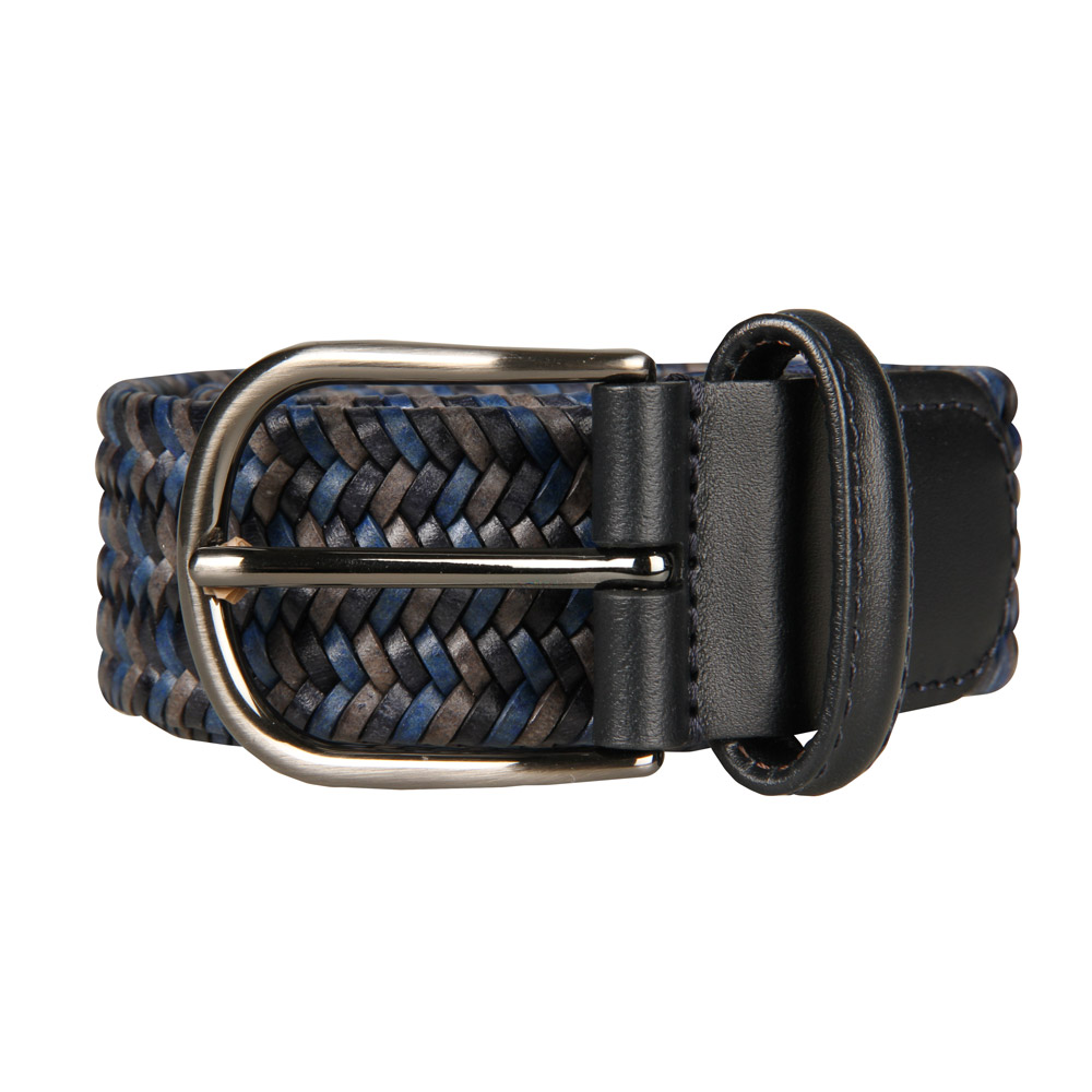 Elasticated Leather Belt Blue Anderson's