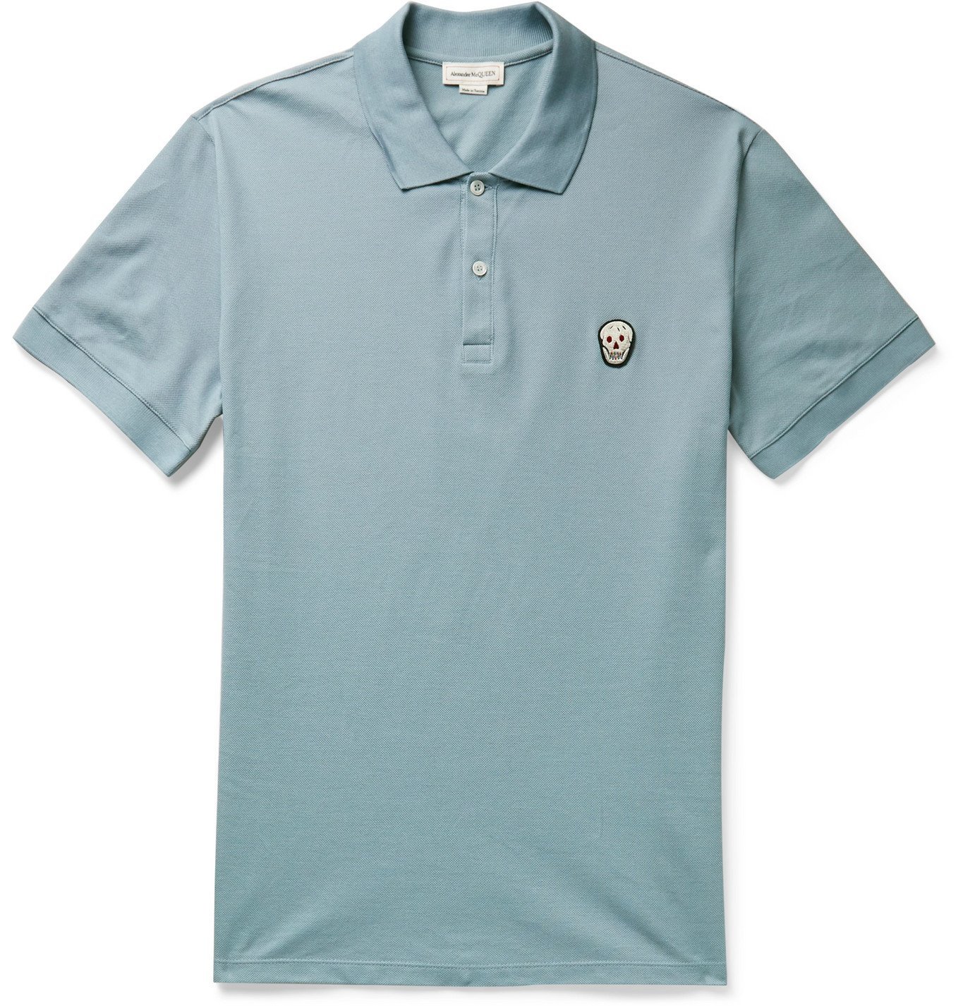 Alexander McQueen LogoAppliquéd CottonPiqué Polo Shirt Blue