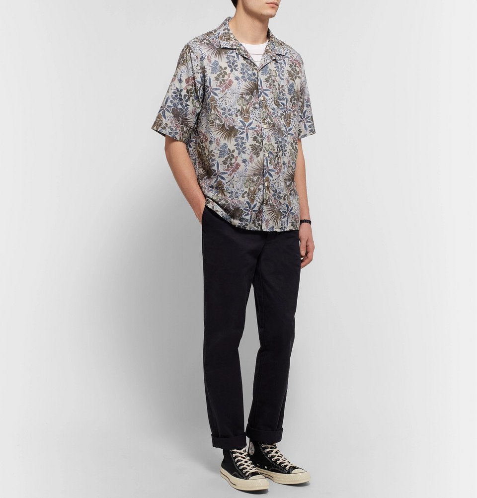 Camp-Collar Printed Cotton Shirt 