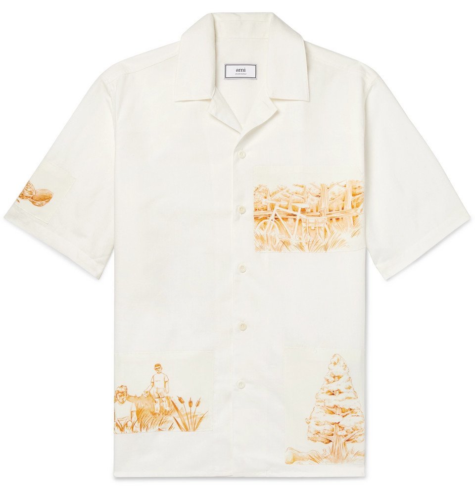 off white camp collar shirt