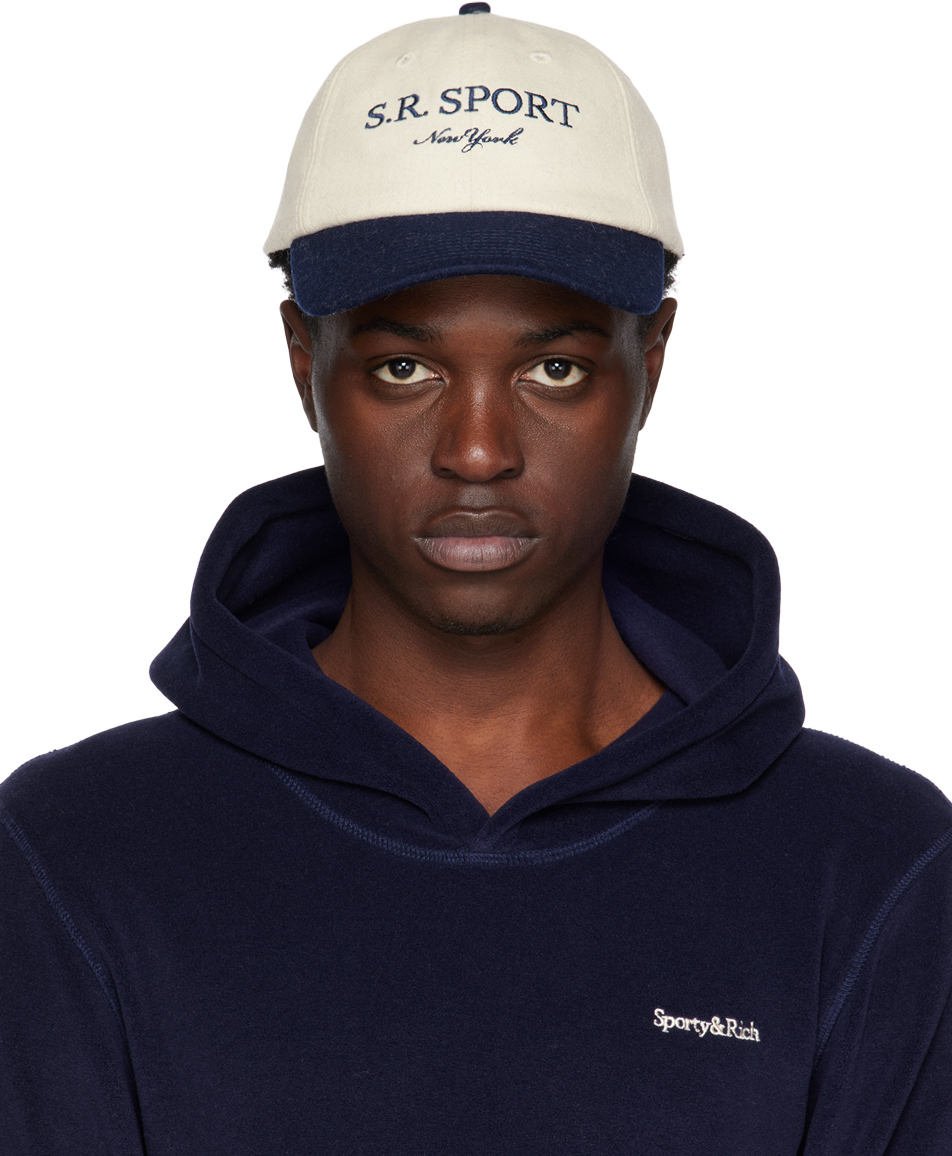 Sporty & Rich Off-White & Navy 'S.R. Sport' Cap Sporty & Rich