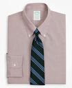 Brooks Brothers Men's Stretch Milano Slim-Fit Dress Shirt, Non-Iron Poplin Button-Down Collar Fine Stripe | Red