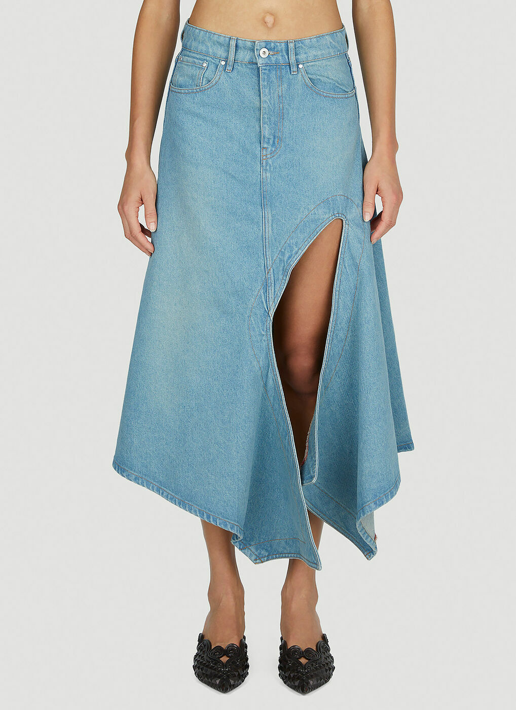 Y/Project - Cutout Denim Skirt in Blue Y/Project