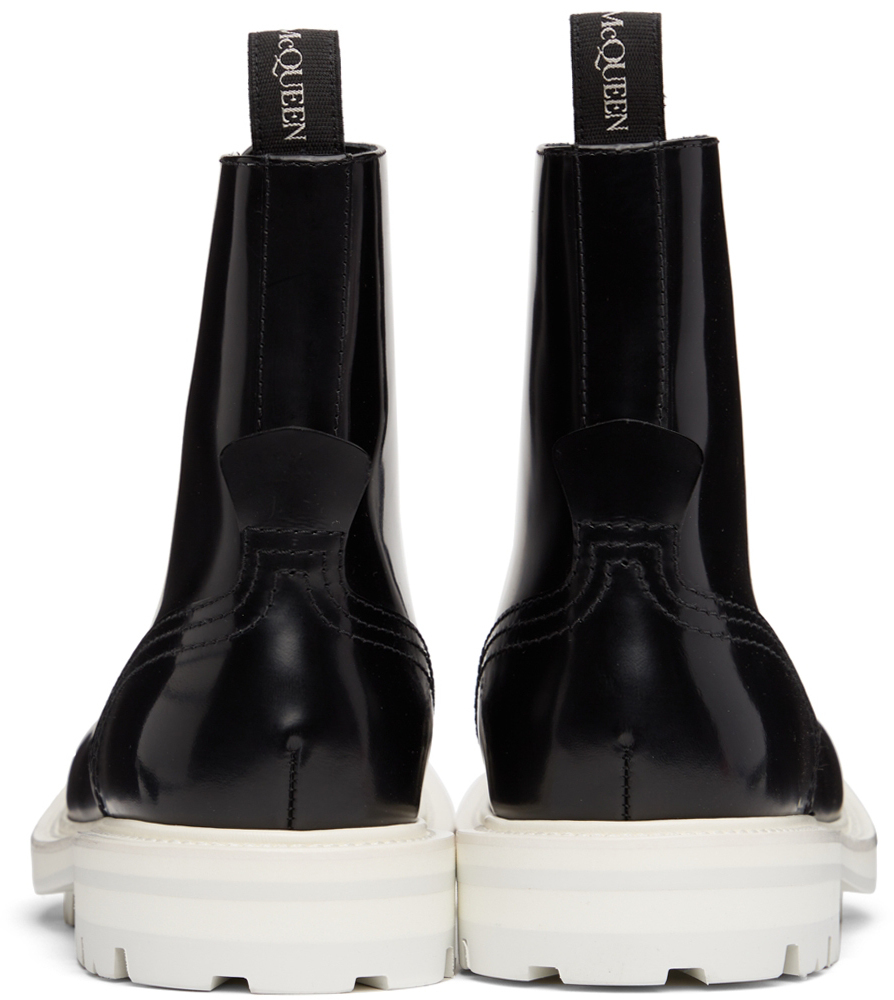 Alexander McQueen Black & Off-White Shiny Liquid Spazzol Boots ...