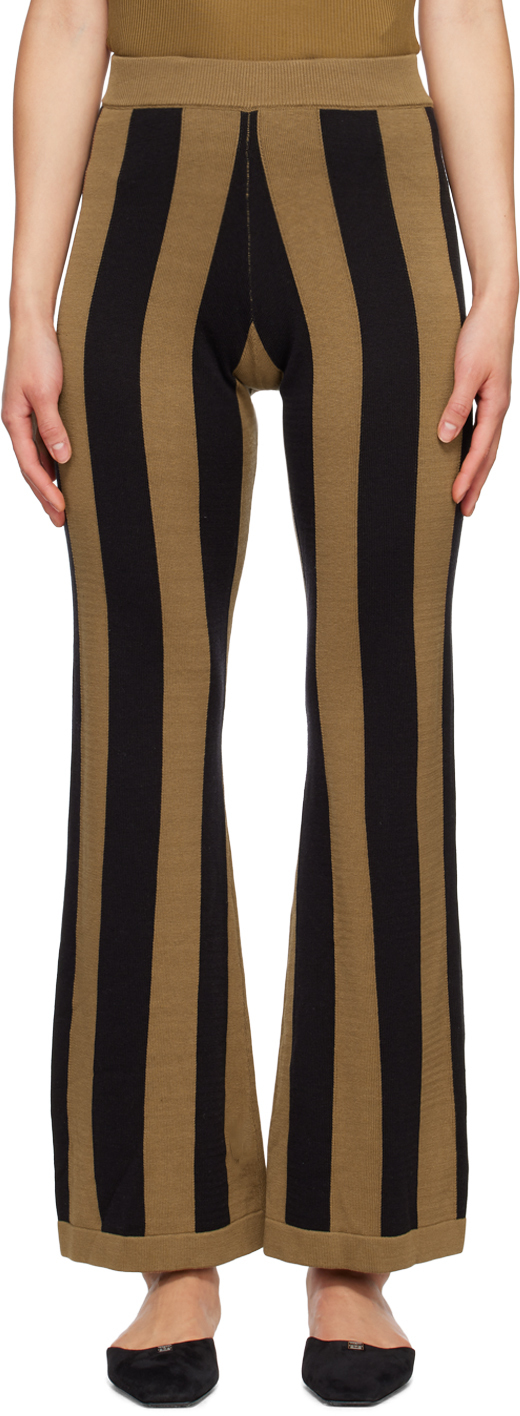 Silk Laundry Tan & Black Stripe Lounge Pants Silk Laundry