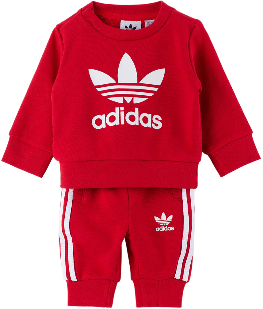 adidas Kids Baby Red Crewneck Sweatsuit adidas