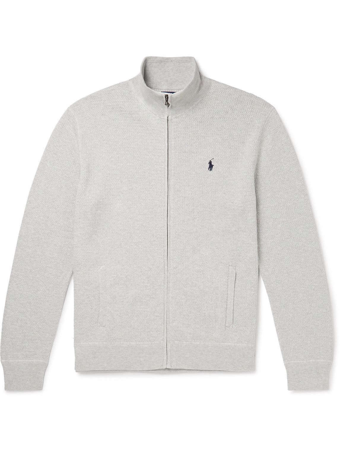 Polo Ralph Lauren - Logo-Embroidered Cotton Zip-Up Sweater - Gray