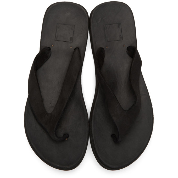 Guidi Black Leather Flip Flops Guidi