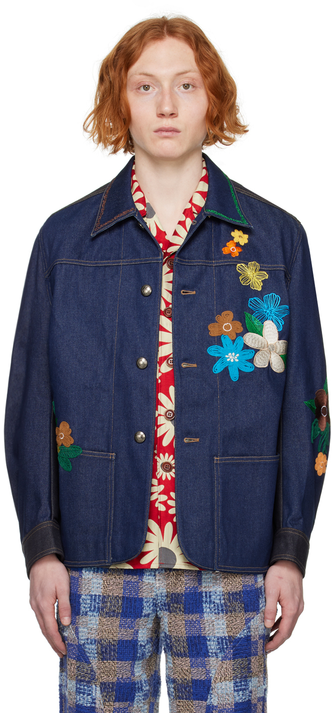 Andersson Bell Blue Flower Chore Denim Jacket Andersson Bell