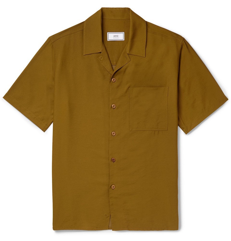 AMI - Camp-Collar Satin-Twill Shirt 