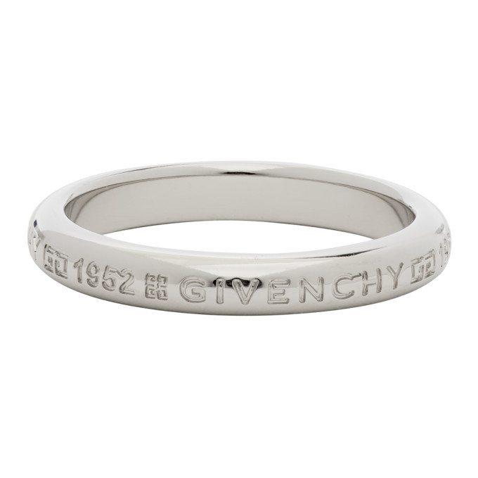 Givenchy Silver Polished Engraved Ring Givenchy