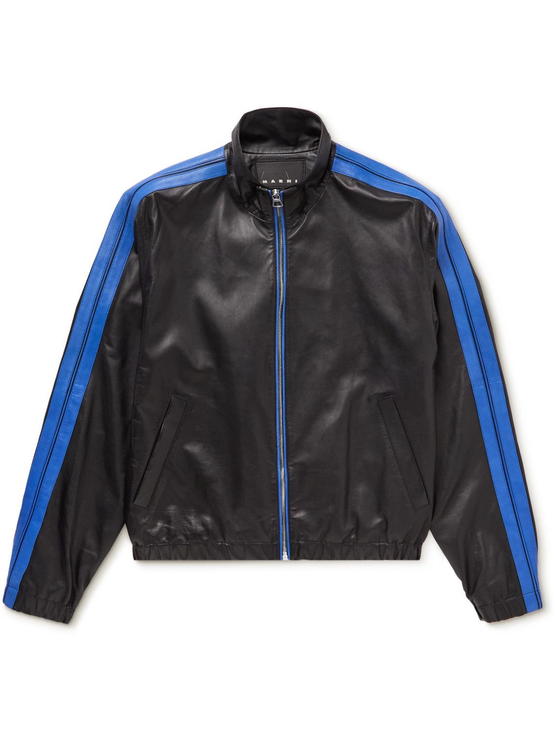 Marni Panelled Striped Leather Jacket Black Marni