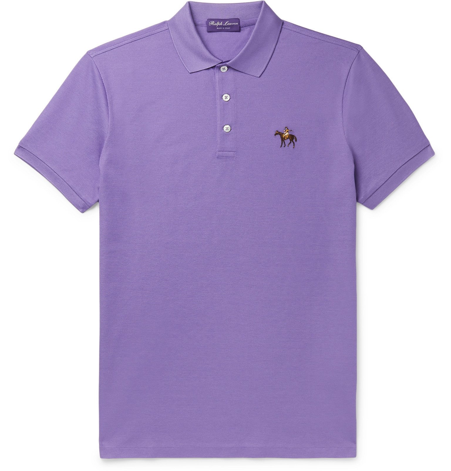 Ralph Lauren Purple Label - Logo-Embroidered Cotton-Piqué Polo 