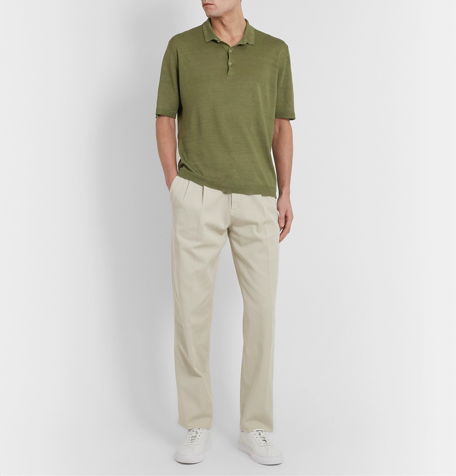 Altea - Linen Polo Shirt - Green Altea