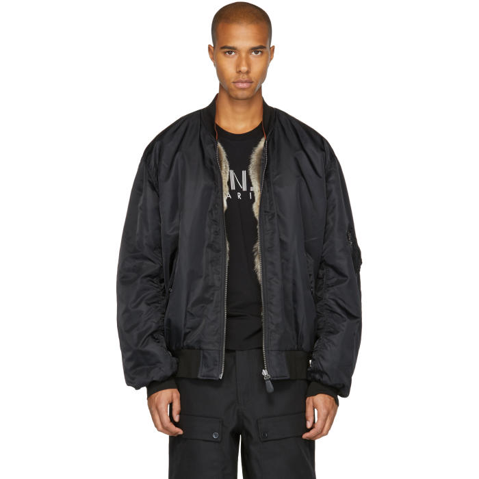 Yves Salomon Black Fur-Lined Bomber Jacket Yves Salomon