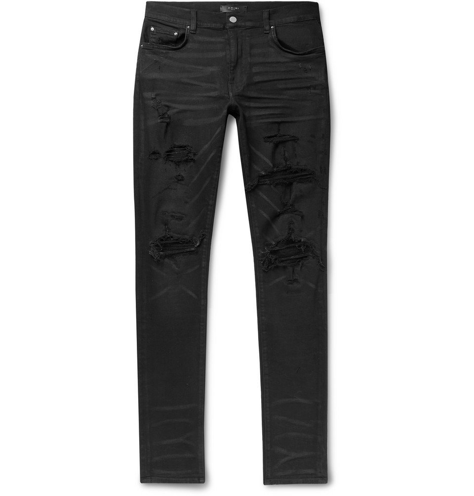 AMIRI - Skinny-Fit Panelled Distressed Stretch-Denim Jeans - Black Amiri