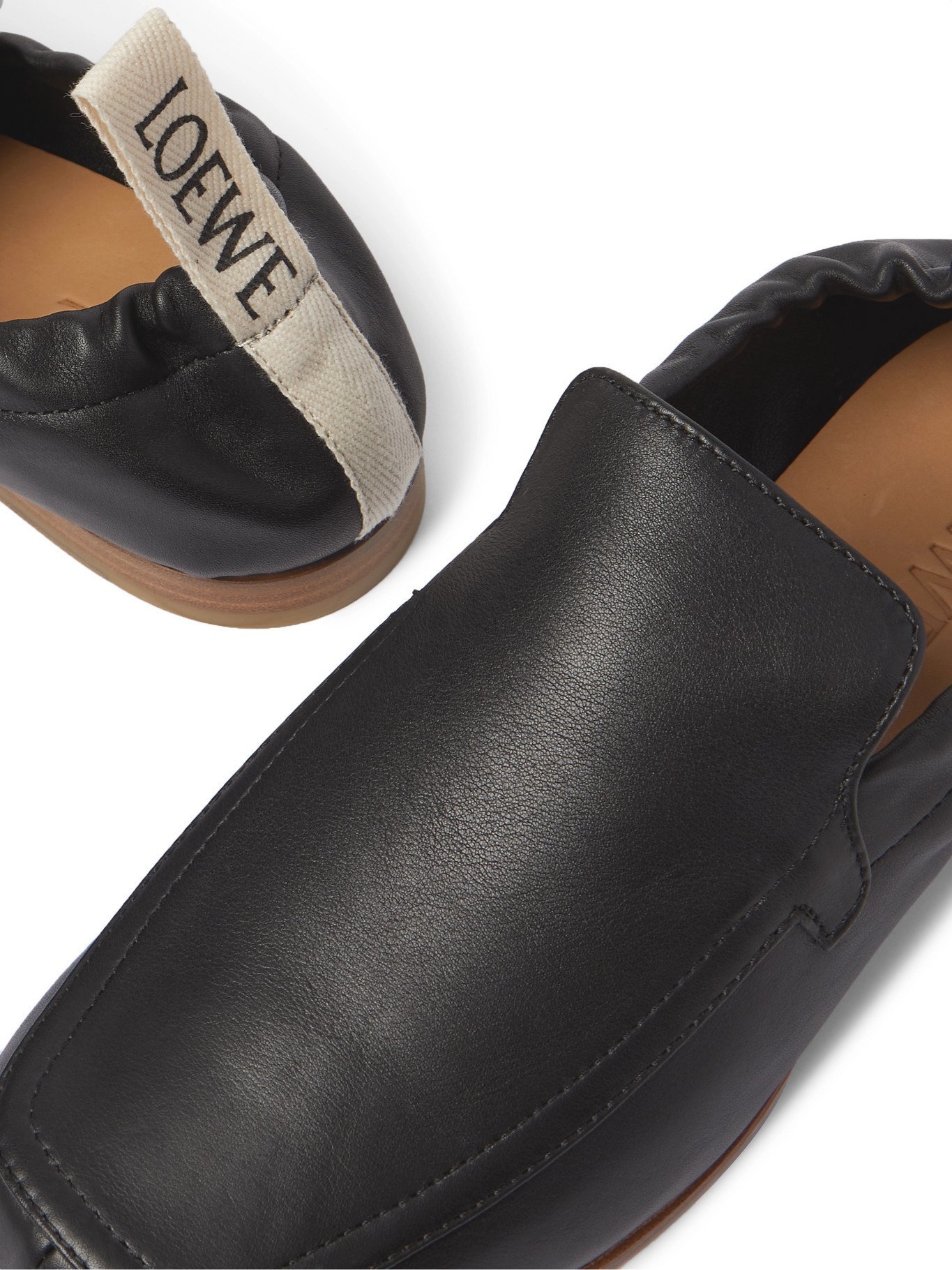 LOEWE GrosgrainTrimmed Leather Loafers Black Loewe
