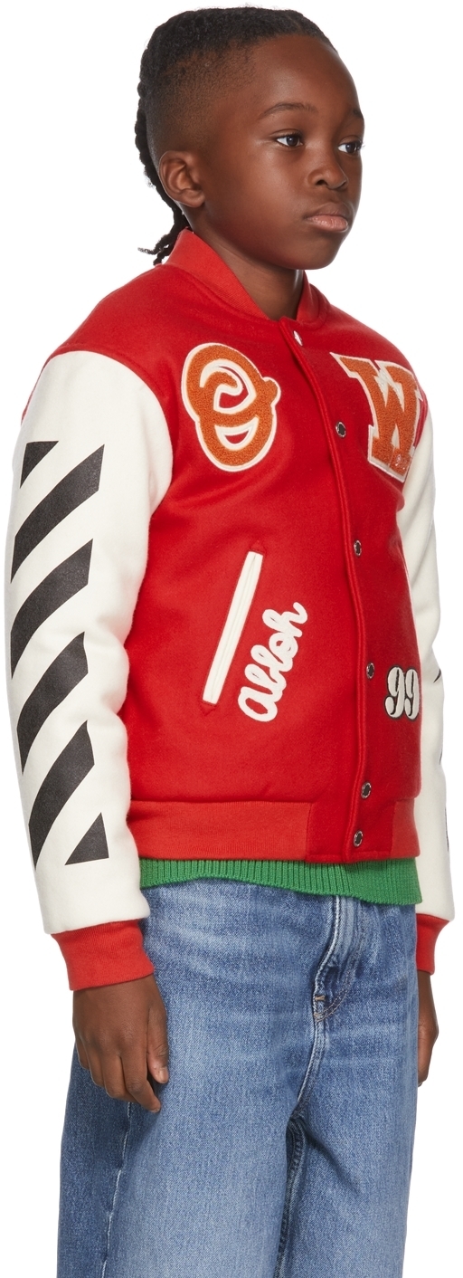 off white red varsity jacket