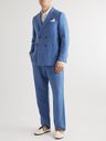 Oliver Spencer - Slim-Fit Unstructured Double-Breasted Linen and Cotton-Blend Suit Jacket - Blue
