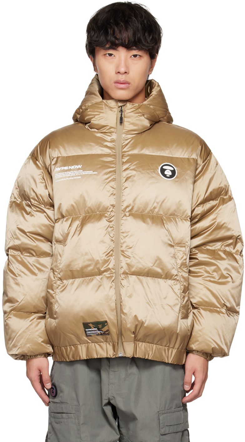 AAPE by A Bathing Ape Gold Hooded Down Jacket AAPE by A Bathing Ape