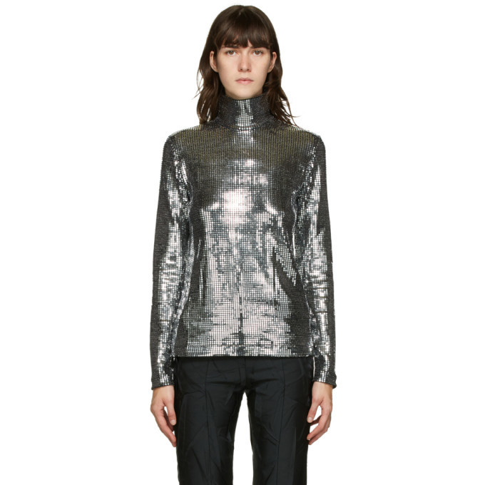 MM6 Maison Margiela Silver Disco Ball Turtleneck MM6 Maison Margiela