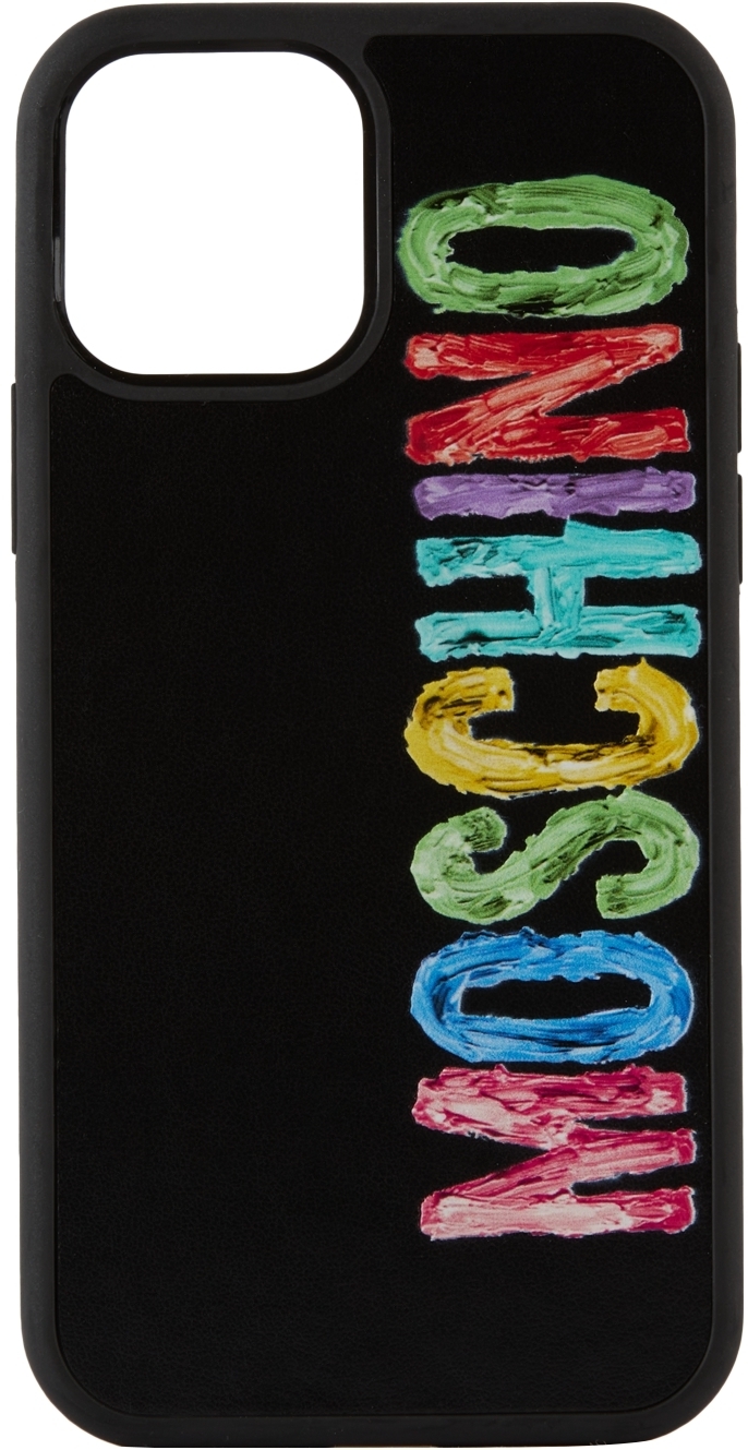 Moschino Black Painted Logo Iphone 12 12 Pro Case Moschino
