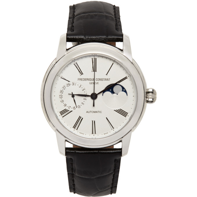 Frederique Constant Silver and Black Classic Moonphase Manufacture Watch