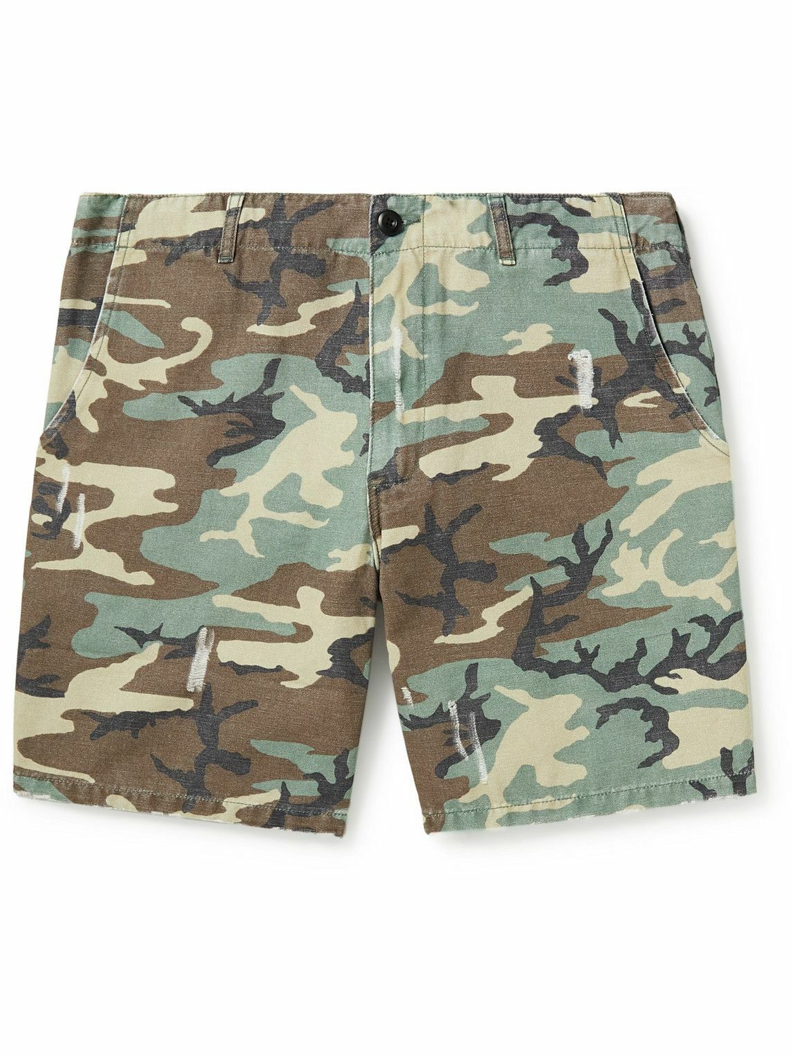 ERL - Printed Distressed Canvas Cargo Shorts - Green ERL