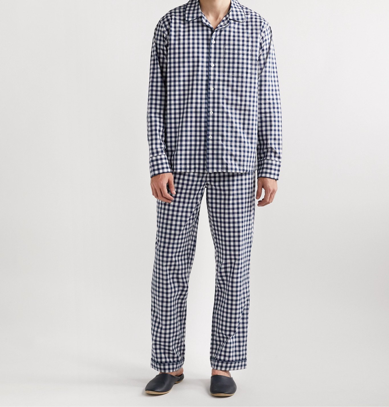 Sleepy Jones - Henry Piped Gingham Cotton-Poplin Pyjama Set - Blue ...