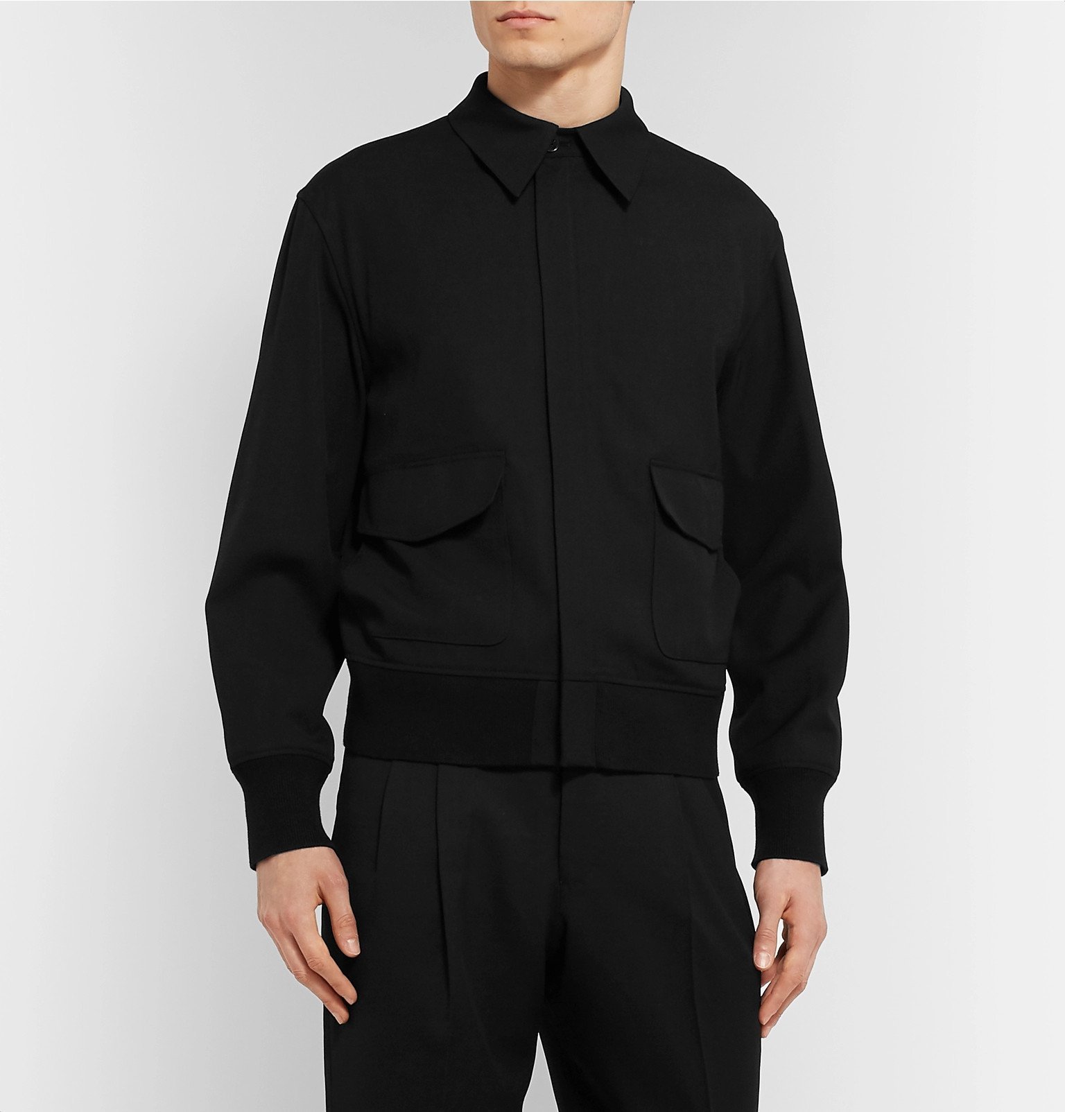 The Row - Wes Virgin Wool-Blend Twill Bomber Jacket - Black The Row