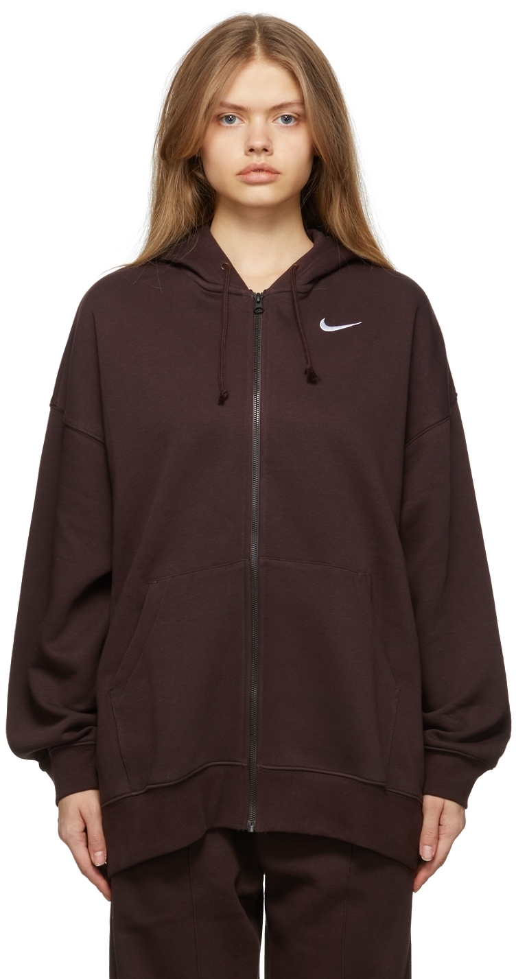 nike longline padded jacket with back swoosh in black