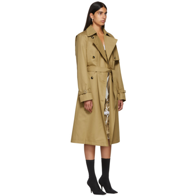 Paco Rabanne Tan Double-Breasted Trench Coat Paco Rabanne