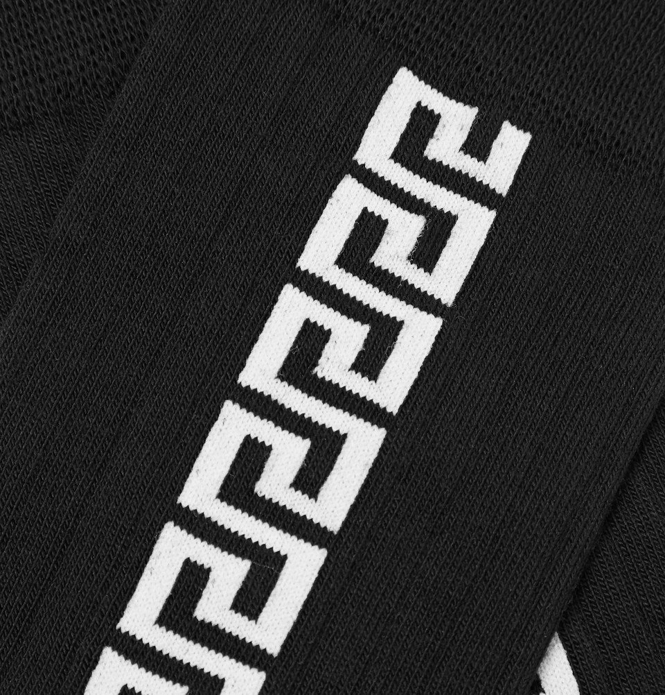 Versace - Logo-Intarsia Stretch Cotton-Blend Socks - Black Versace
