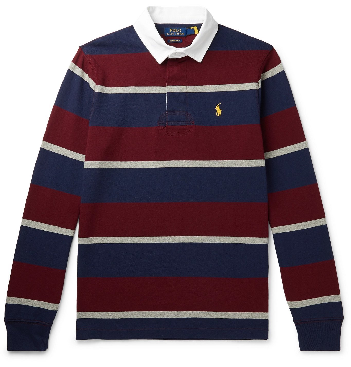 Polo Ralph Lauren - Logo-Embroidered Striped Cotton-Jersey Polo Shirt - Burgundy  Polo Ralph Lauren