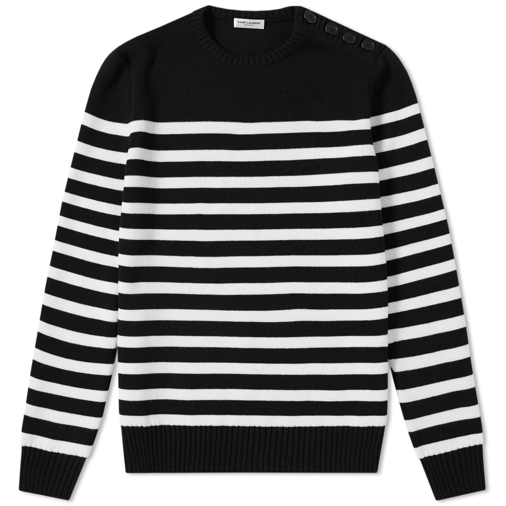 Saint Laurent Stripe Button Crew Knit Saint Laurent