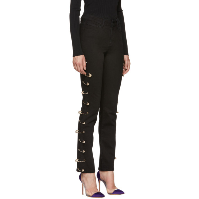 Versus Black Cut Out Safety Pin Jeans Versus