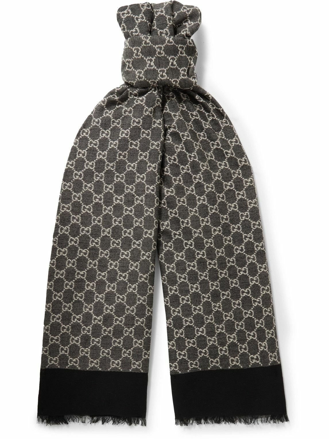 GUCCI Fringed LogoJacquard Cotton Scarf Gucci