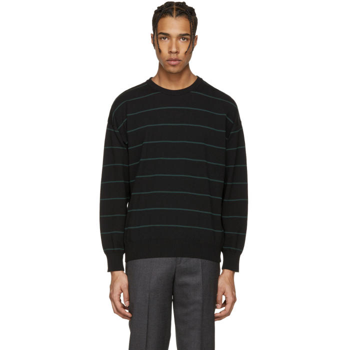black and green striped sweater