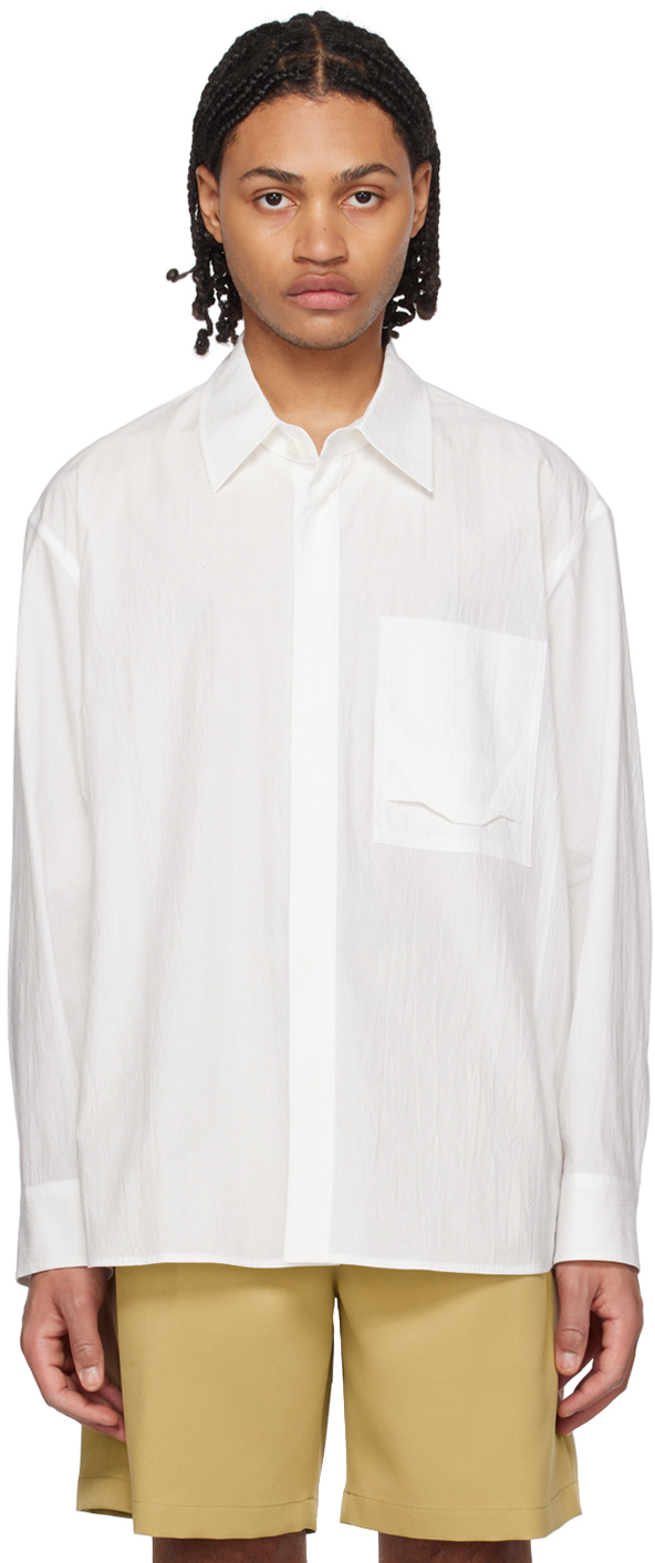 Solid Homme White Hidden Button Shirt Solid Homme