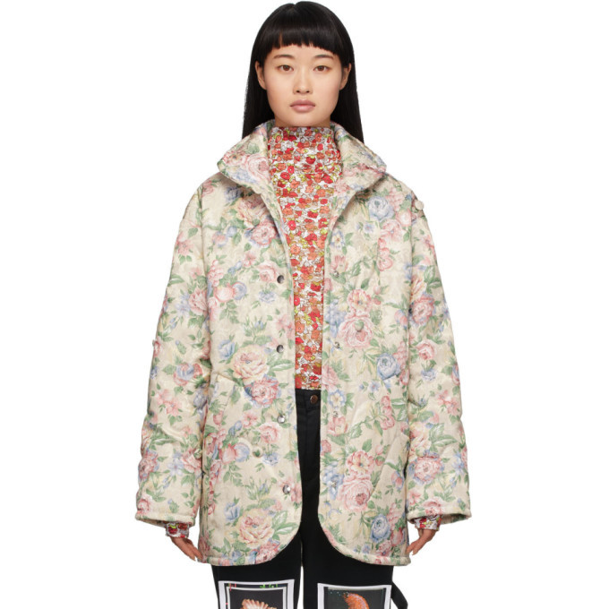 off white floral puffer