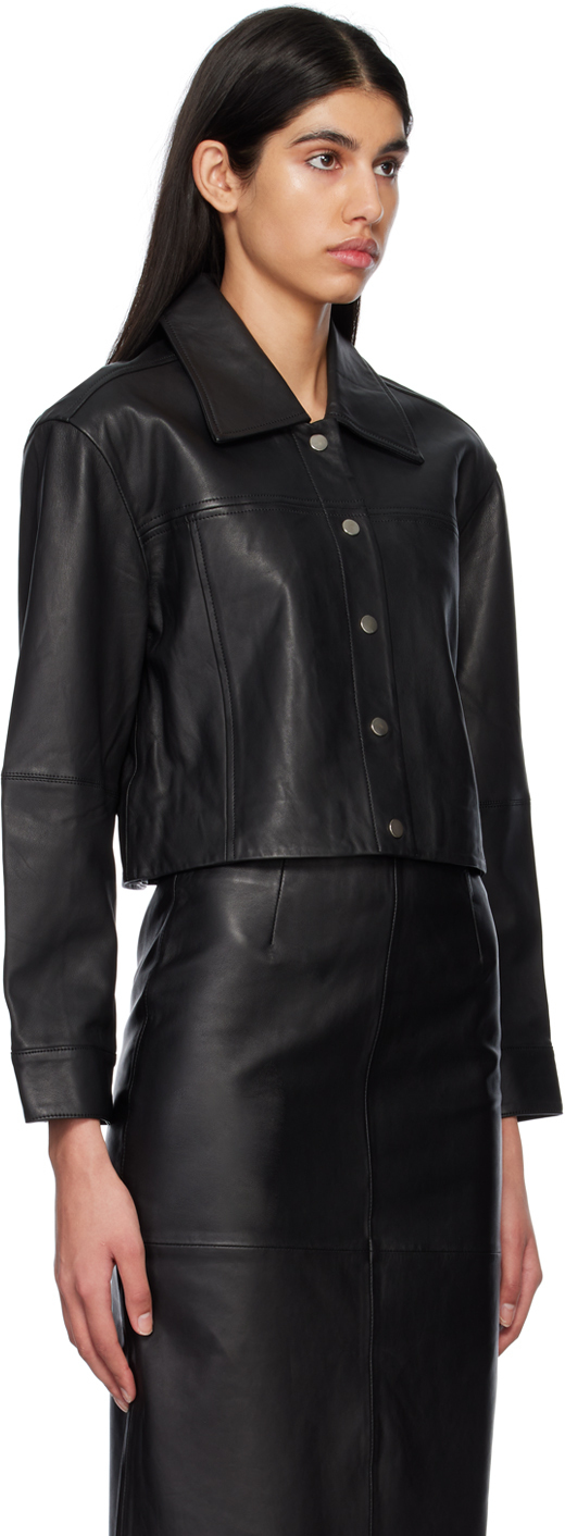 Reformation Black Veda Edition Clarke Leather Jacket