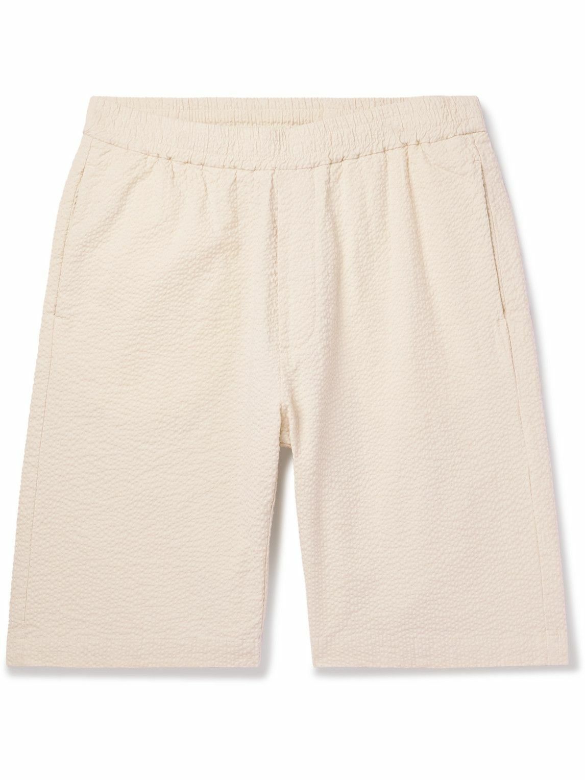 Barena - Straight-Leg Stretch-Cotton Seersucker Shorts - White Barena