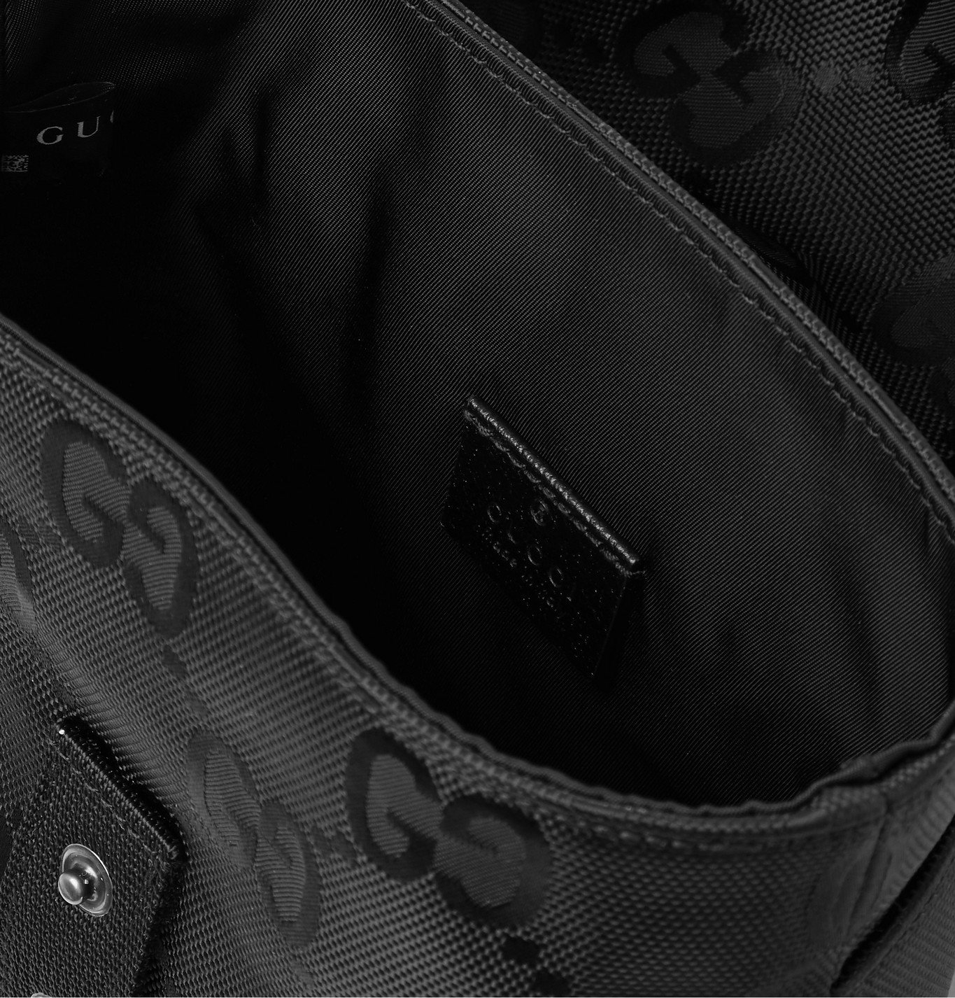 GUCCI LeatherTrimmed Monogrammed ECONYL Messenger Bag Black Gucci